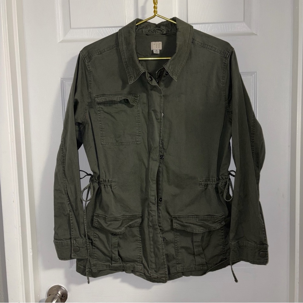 A new day Cotton light jacket unlined zip up collared waist cinches pockets
